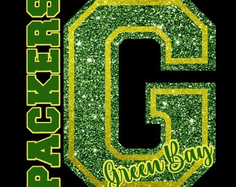 Big G| Glitter| Green Bay| Png| Svg
