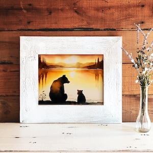 Mamma Bear and Cub Watercolor Print - Digital Download, Printable Wall Art, Digital Art, Mother&#39;s Day
