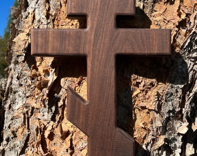 Solid Walnut Wooden Orthodox Wall Cross Large Etsy
