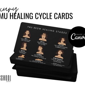 Heilungsstadien der PMU Augenbrauen Karten -- Lash Lift Aftercare, Modern PMU Brow Aftercare Card Template, SPMU Card, PMU Care Card