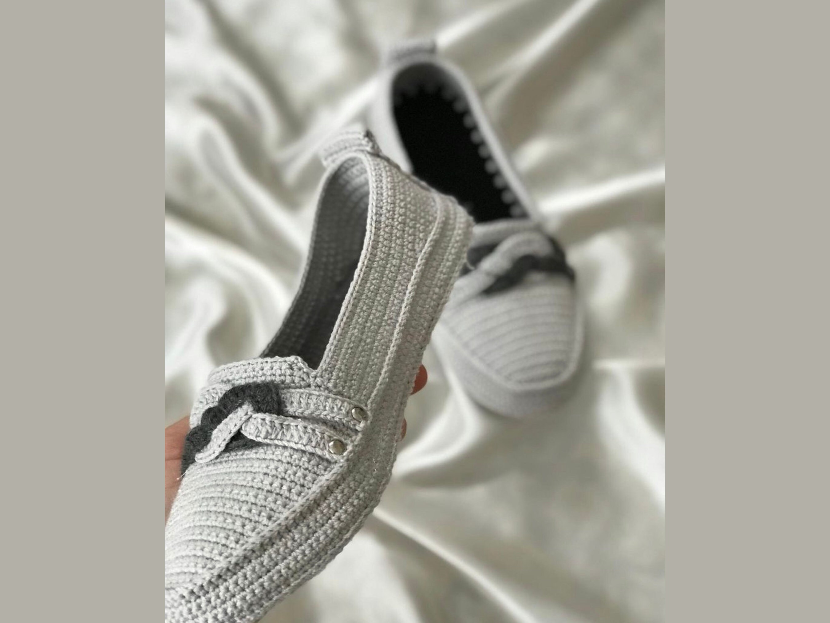 Sailor's Knot Crochet House Slipper Shoes Indoor Flat Shoes Grey Color