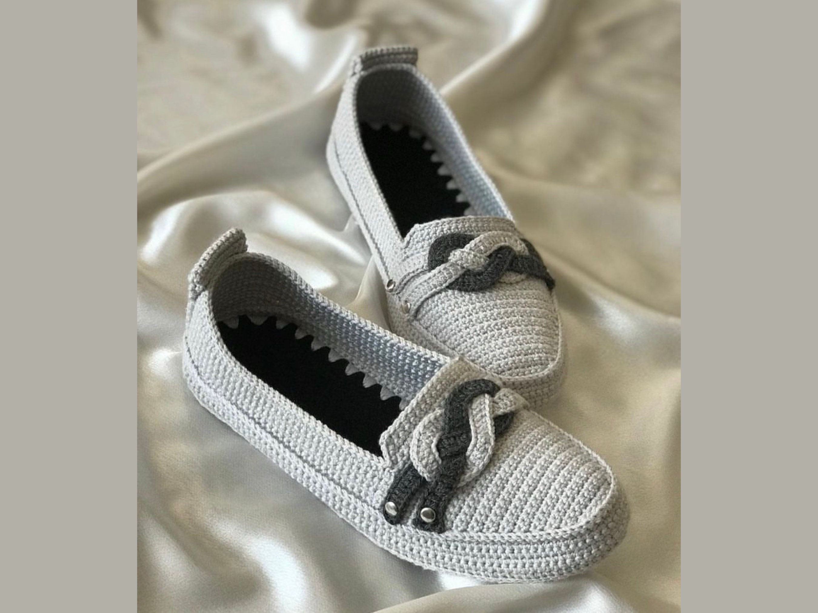 Sailor's Knot Crochet House Slipper Shoes Indoor Flat Shoes Grey Color