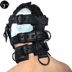 Leather muzzle head harness adjustable Leather Face Hood