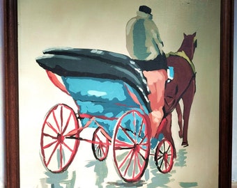 Dipinto di Vincenzo Caprioli "Carrozza" huile sur toile 50x60 1979 quotato catalogo "il quadrato" ottimo investissement original cornice inclusa