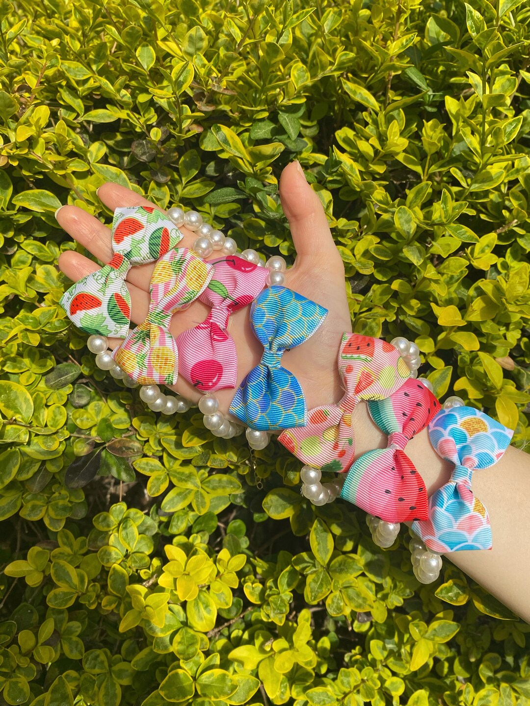 Pearl Neclace for Cats/ Custom Pet Necklace/ Colorful Bowtie Collar for Cat and Small Dog/ Funny