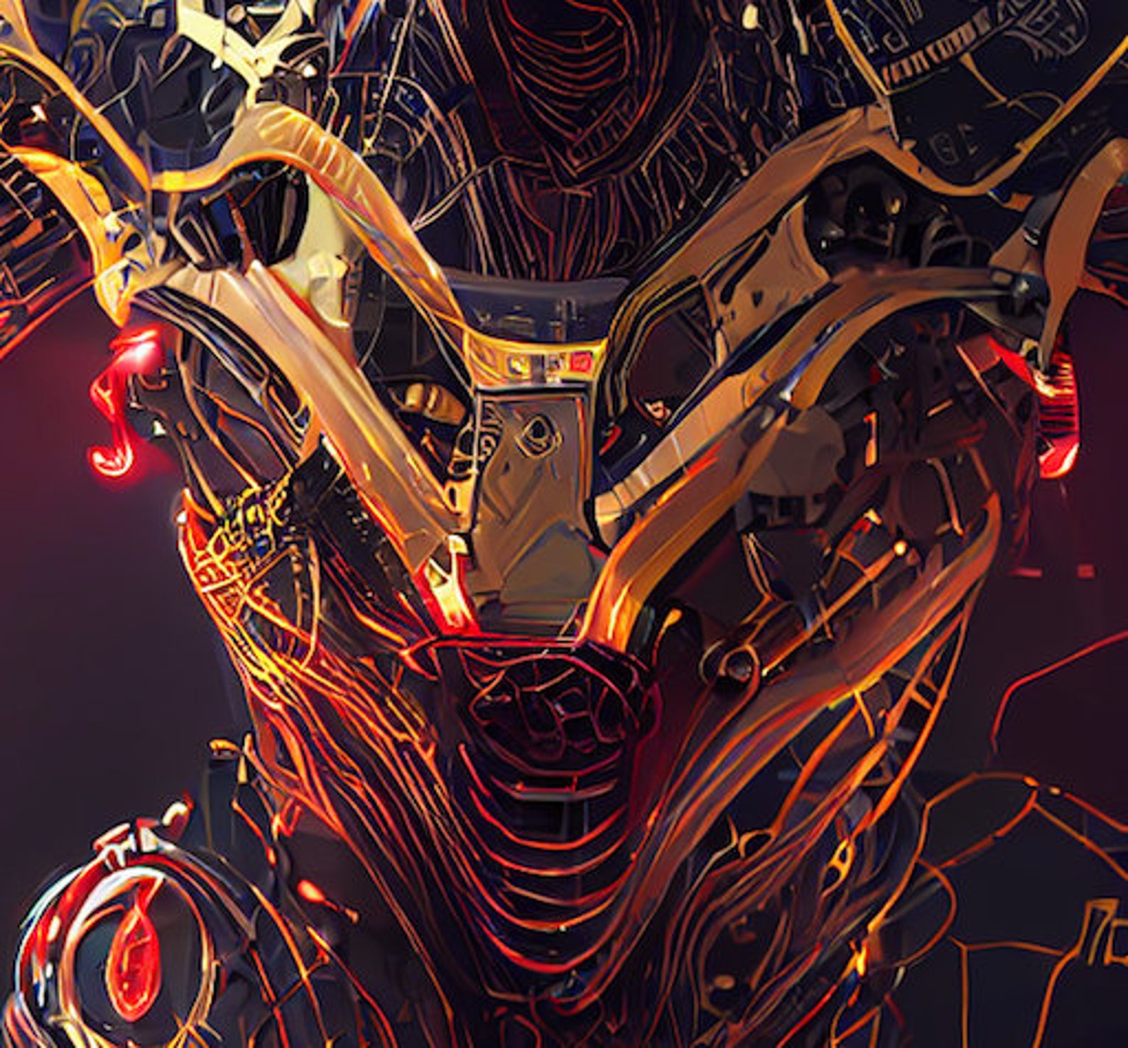 Digital Download & Print Art Cyborg With Neon Coloured Wires Online Use ...