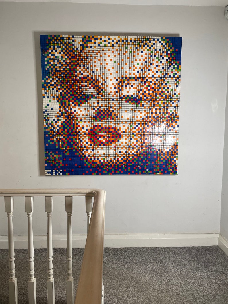 Marilyn Monroe Rubik's Cube Art, Portrait, Pop Culture Icon, Vintage