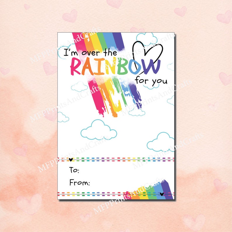 I'm Over the Rainbow for You Valentine's Day Cookie Cards (3.5"x5 ...