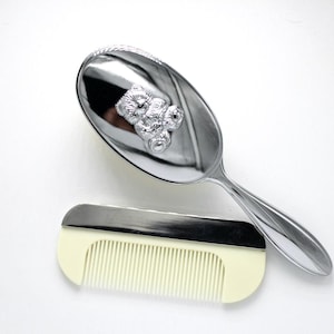 Silver plated comb and brush set