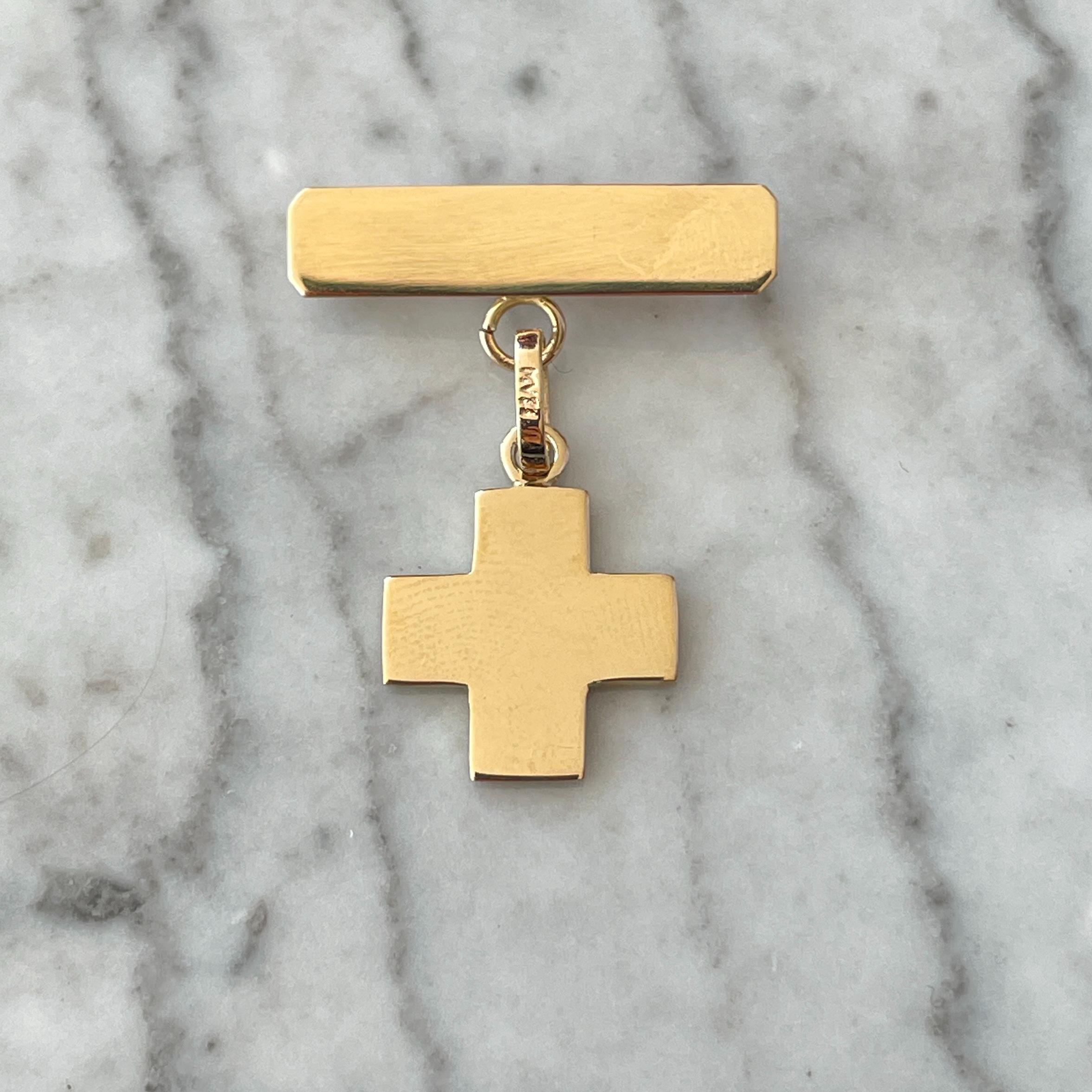 14k Gold Cross Pendant With Pin: Baptism Gift - Main Image