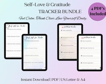 Självkärlek och tacksamhetsmätare: Utskrivbar daglig planerare i PDF-format