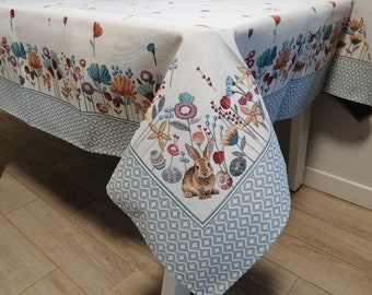Easter Tapestry Tablecloth: Bunny & Eggs, Festive Table Linens