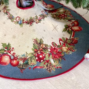 Gonna per albero di Natale in arazzo con lurex dorato – Decorazione di lusso per l'albero delle feste invernali