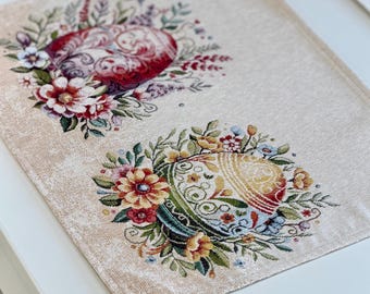Floral & Easter Egg Gobelin Table mats | Elegant Spring Nature-Inspired Table Decor