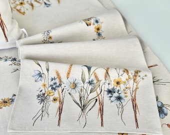 Runner da tavolo con arazzo di fiori selvatici, decorazione floreale primaverile per la tavola