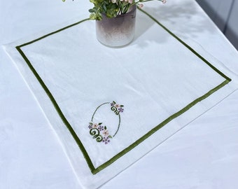 Linen Embroidered Easter Napkin, Ukrainian Floral Decor