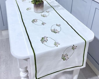 Camino de mesa de Pascua bordado, 100 % lino, decoración ucraniana
