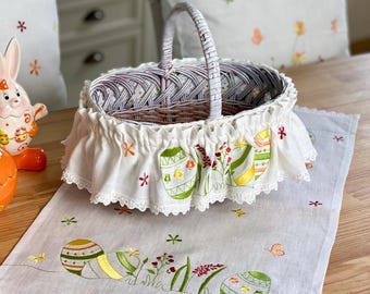 Embroidered Easter basket case, Easter basket cover. 100% linen. Pascha basket case. Orthodox Easter basket decor.