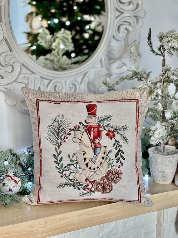 Nutcracker Christmas Pillow case. Winter Holiday Tapestry Sofa Cushions, Xmas gift