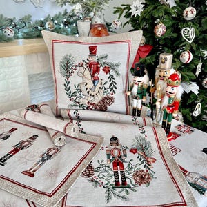 Nutcracker Christmas Pillow case. Winter Holiday Tapestry Sofa Cushions, Xmas gift