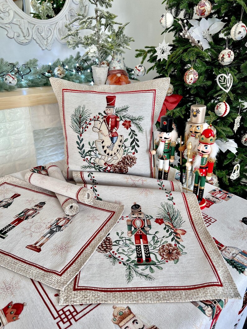 Nutcracker Christmas Pillow case. Winter Holiday Tapestry Sofa Cushions, Xmas gift