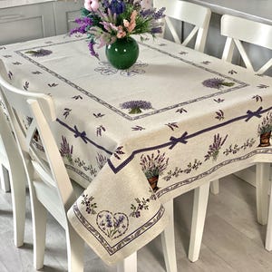 Lavender Tablecloth: Purple Floral Tapestry, Farmhouse Decor. Family gift