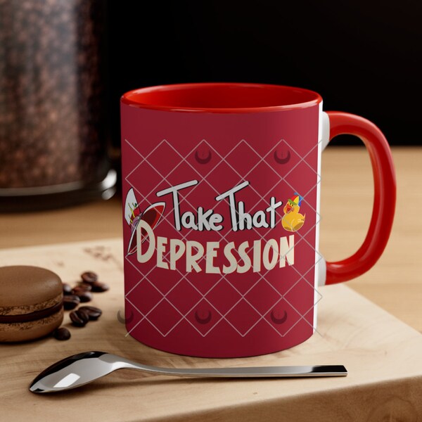 TAKE THAT DEPRESSION Mug, Hazbin Hotel, Lucifer Morningstar, Ducks, Supreme King of Hell, Lucifer Magne, Charlie Magne, King of Hell, Coffee