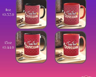 Taza de Lucifer de Hazbin Hotel - Taza Take That Depression con asa de color