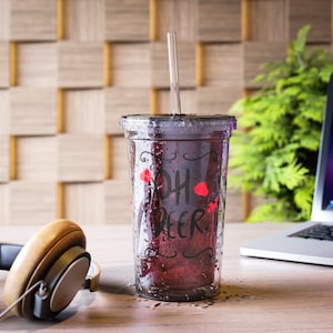 OH DEER Summer Tumbler, Ice Coffee, Hazbin Hotel, Alastor&#39;s Mug, Alastor, The Radio Demon, Tumbler, 16oz