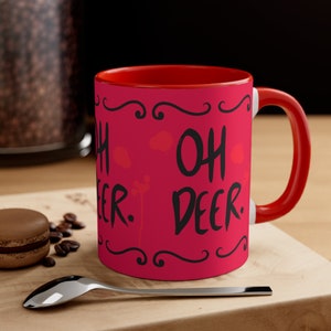 OH DEER Mug, Coffee Fan Mug, Hazbin Hotel, Alastor's Mug, Alastor The Radio Demon, Coloured Handle