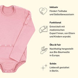 Long-sleeved bodysuit, opening on abdomen for feeding tube PEG stoma, bodysuit for special needs, 86 - 176 image 2