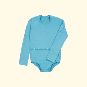 Long-sleeved bodysuit, opening on abdomen for feeding tube PEG stoma, bodysuit for special needs, 86 - 176 image 5