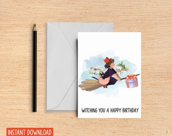 Anime Birthday Card - Cute Birthday Card - Card for Friend, Girlfriend - Pun Card - Funny - Anime Movie Card