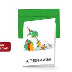 Video Game Birthday Card Yoshi Cute Card Funny Birthday - Etsy