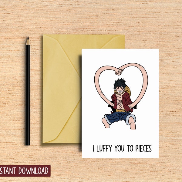 Anime Love Card - Birthday Card - Anniversary - Engagement - Gift for Boyfriend, Girlfriend - Valentines Day - The Straw Hat Pirates