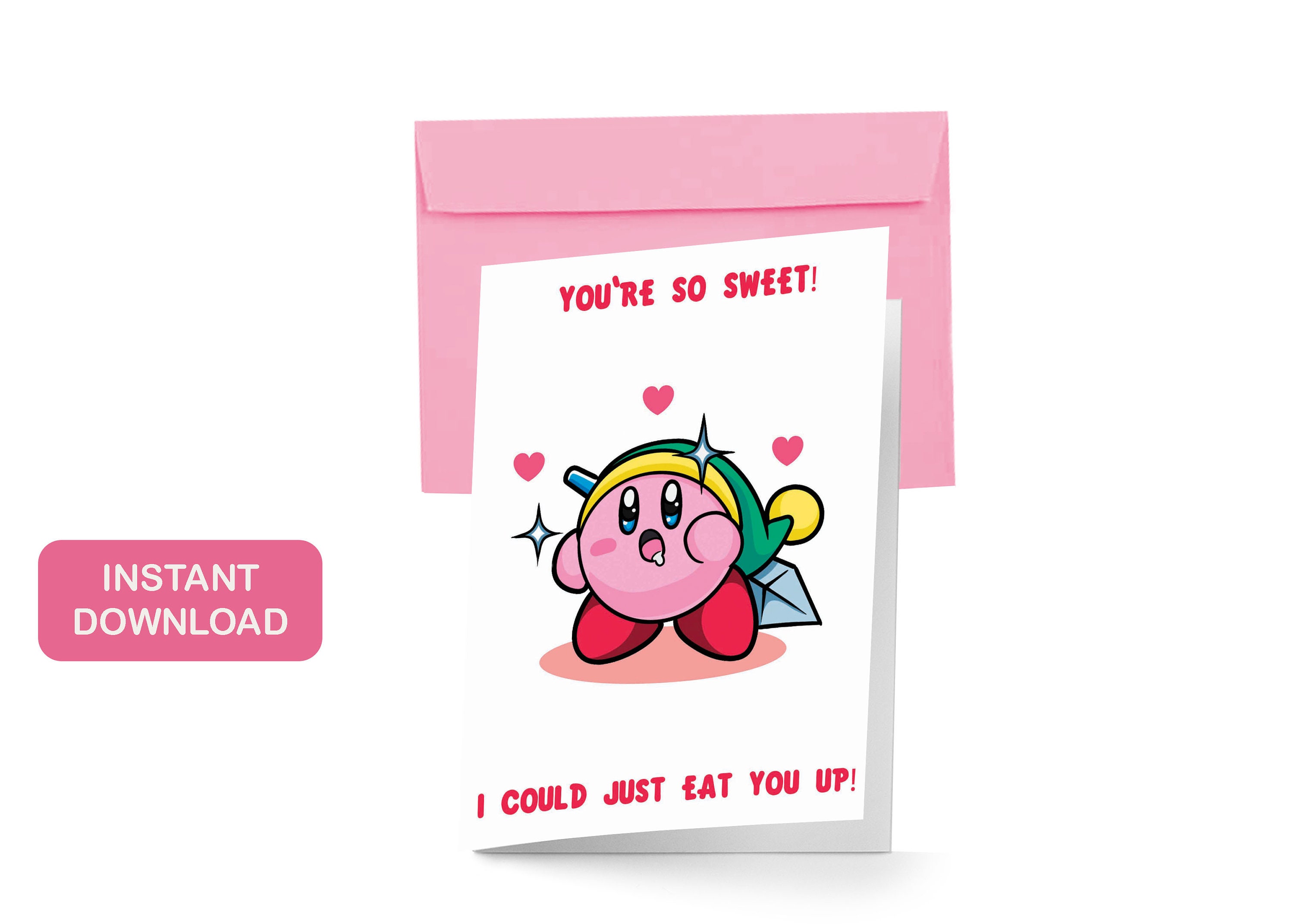 Cute Birthday Card Kirby Valentines Day Card Love Card Card for ...