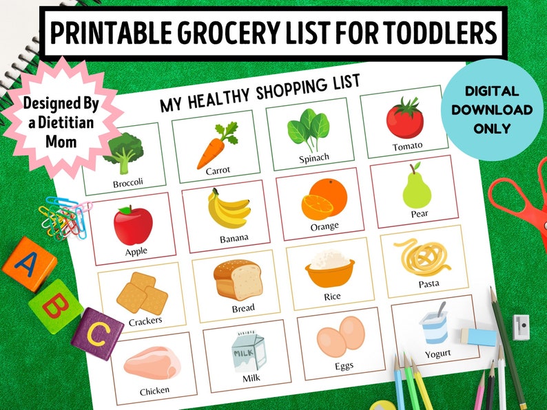 Printable Grocery Store List for Toddlers, Designed by Dietitian