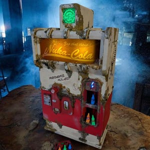 Nuka-Cola Vending Machine – Prop with Light & Bottles | LED Glowing Cola | Hand-Painted Collector's Decor in Retro Post-Apocalyptic Style