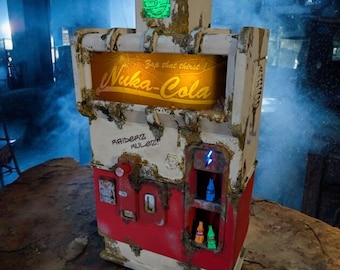 Nuka-Cola Vending Machine – Prop with Light & Bottles | LED Glowing Cola | Hand-Painted Collector's Decor in Retro Post-Apocalyptic Style
