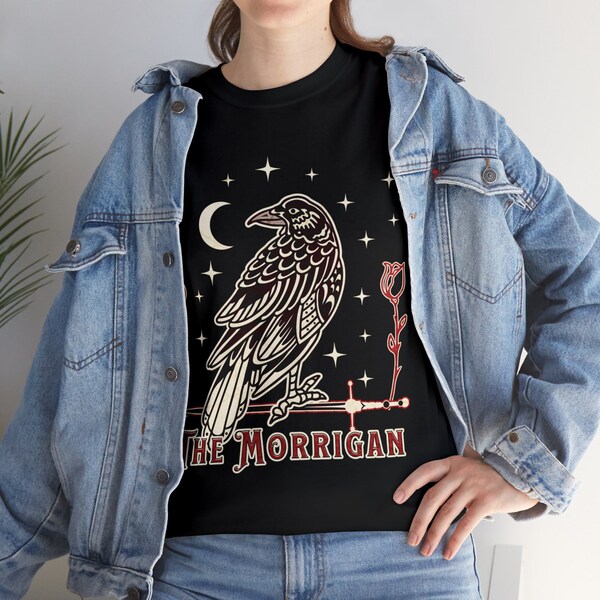 Morrigan Goddess Magic Witchy Celtic Heavy Cotton T-shirt