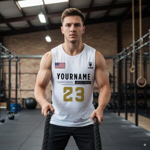Op maat gemaakt CrossFit Games T-shirtvest met gepersonaliseerde WOD voor CrossTraining-atleten
