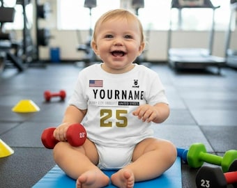 Op maat gemaakt CrossFit Games T-shirt rompertje met gepersonaliseerde WOD-thema voor baby's die van CrossTraining houden.