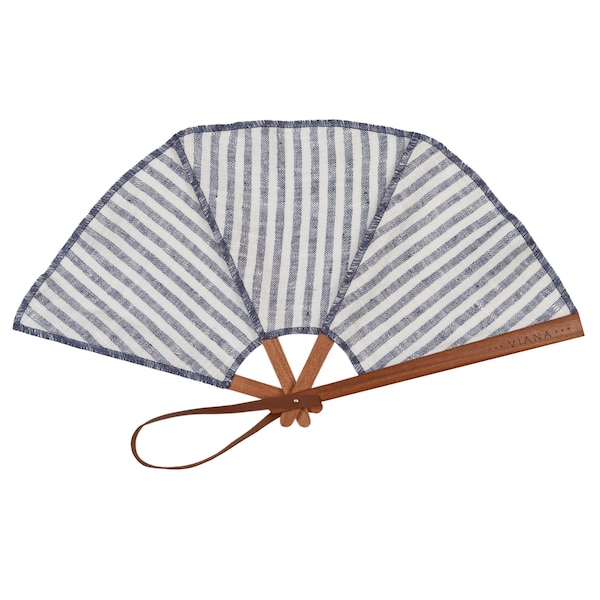 Linen hand fan Noray Índigo