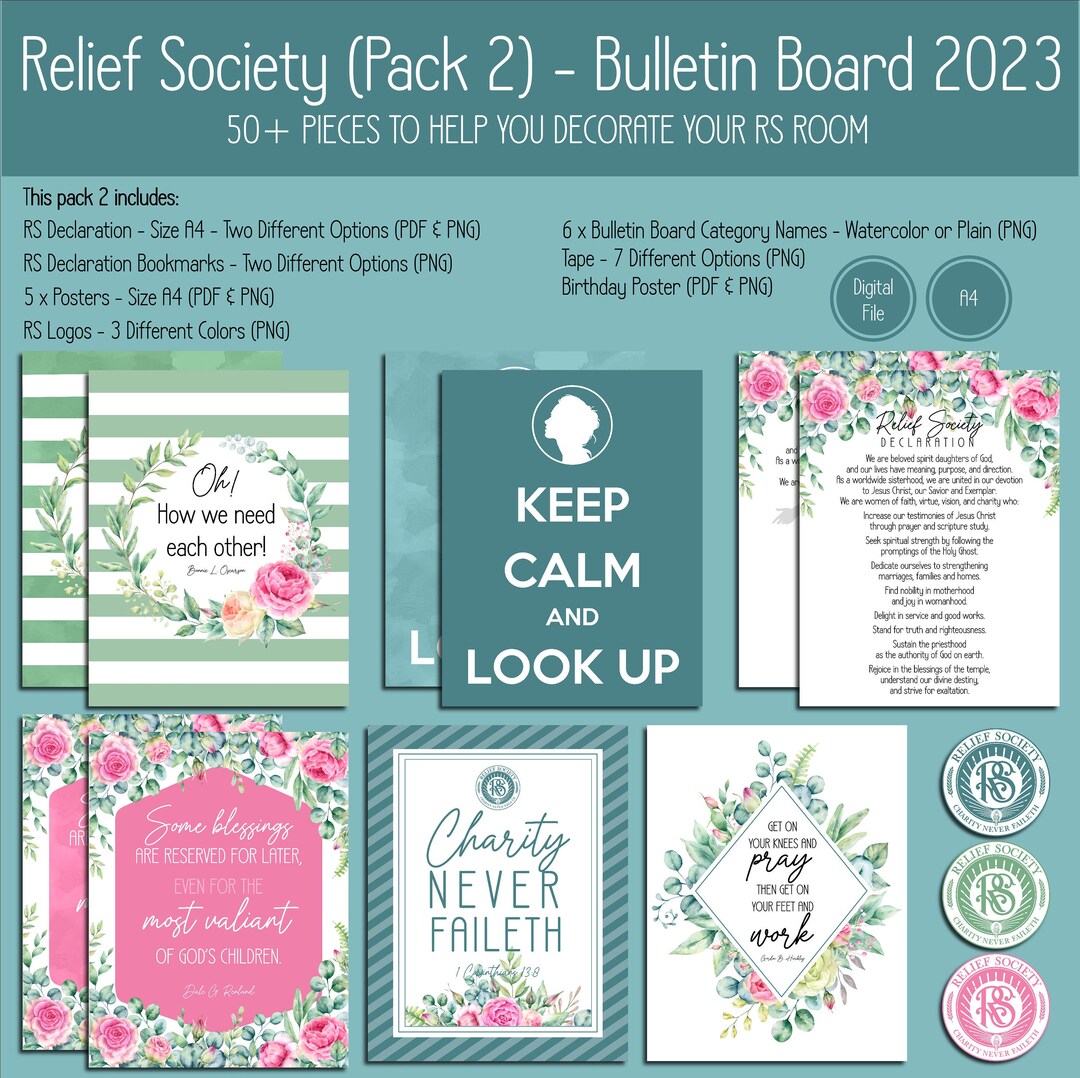 Relief Society Bulletin Board 50 Pieces to Help You Etsy