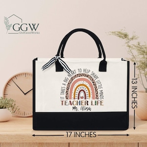 Personalized Teacher Rainbow Tote Bag, Teacher Bag, Teacher Appreciation, Gifts For Teacher, Back To School, Thank Yoy Teacher Tote Bag
