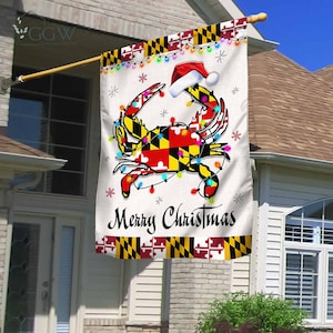 Maryland Christmas Flags, Maryland Crab Garden House Flag, Maryland Crab Decor Flag, Maryland State Flag, Maryland Christmas Decor