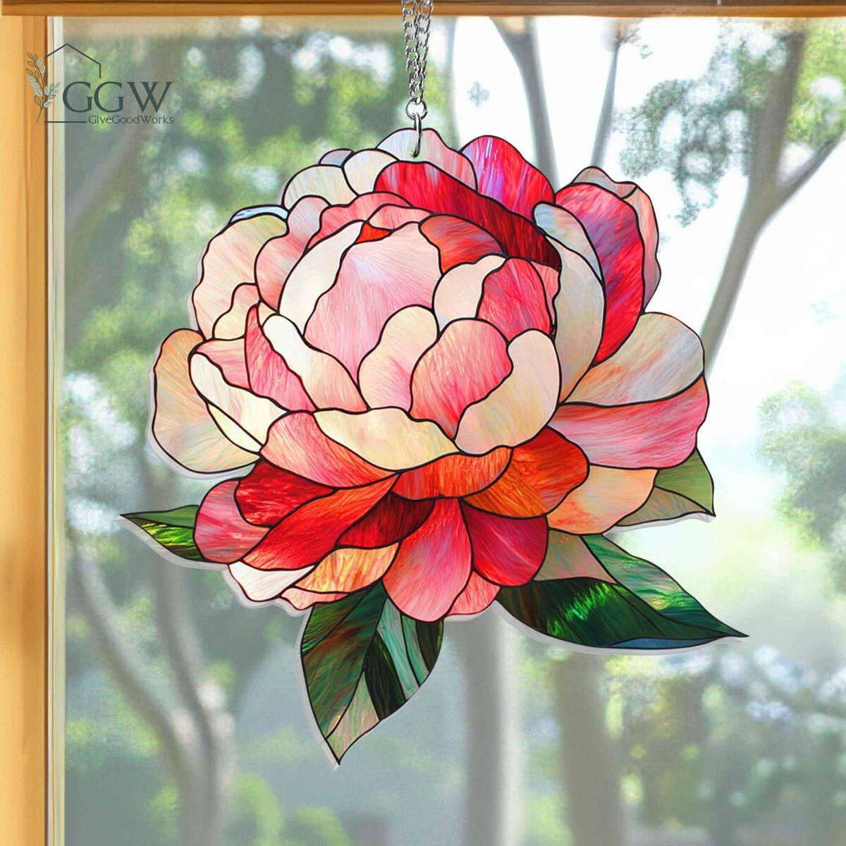 Peony Suncatcher ACRYLIC Hanging Sign, Peony Window Hanging, Peony Ornament, Peony Gifts, Peony Lover Gardening Lover,flower Gift Home Decor - Etsy