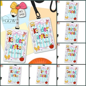 Personalized Teacher ID Badge Holder, Teacher Gift, Teacher Appreciation Gift, Back To School Gift, ID Holder Custom,Teacher School Supplies