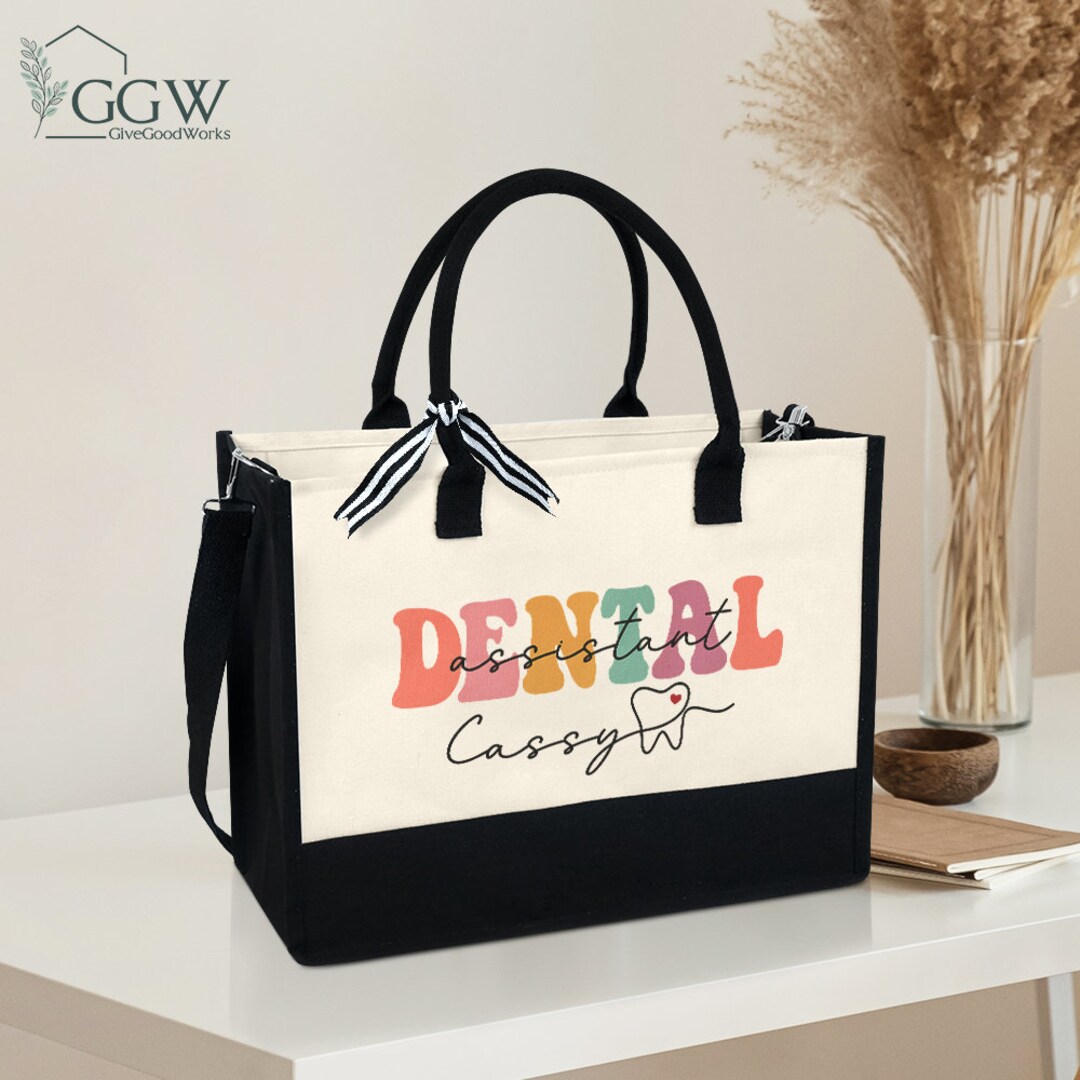 CafePress Dental Assistant Canvas Tote Bag - Natural, Reusable Shopping Bag, Two Sizes