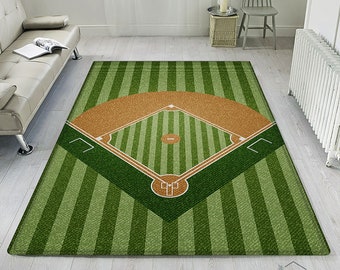 Baseball Court Rug, Baseball Area Rug, Team Baseball Gifts, Boys Kids Bedroom Rugs Sports, Home Decor Carpet Non-Slip Floor Mat